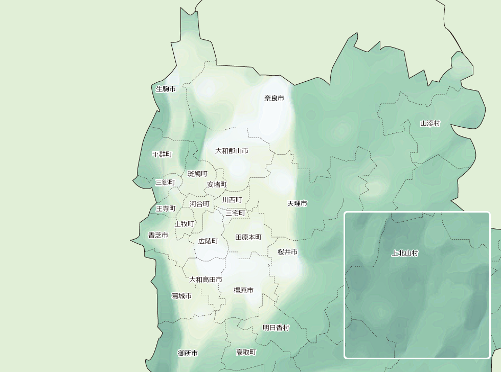奈良県大気汚染常時監視測定局位置図